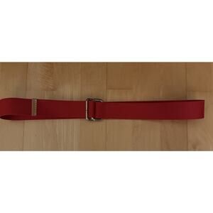 Kiton Red Canvas Double Buckle Belt Leather Patch 34-36”
